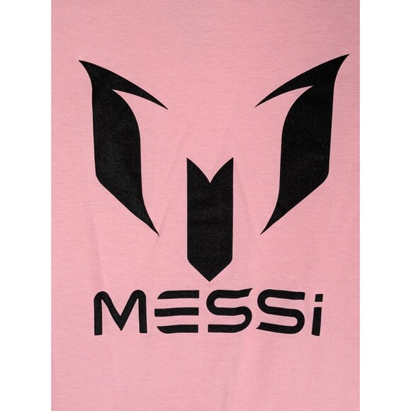 Messi Collection Boys Big Logo Graphic T Shirt Short Sleeve Pink Size XL Unisex - Picture 2 of 7